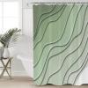 Double Love Geometric Sage Green Bathroom Curtain 72 Inch Shower Curtain with Hooks, Gradient Contemporary Stripes Waterproof Polyester Bath Curtain Washable Bathtub Curtain 60''x 72'' view 1