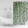 Double Love Geometric Sage Green Bathroom Curtain 72 Inch Shower Curtain with Hooks, Gradient Contemporary Stripes Waterproof Polyester Bath Curtain Washable Bathtub Curtain 60''x 72'' view 2