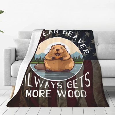 A Clean Beaver Always Gets More Wood Throw Blanket Soft Flannel Lightweight Cozy 50x60 Inches for Sofa Bed Couch