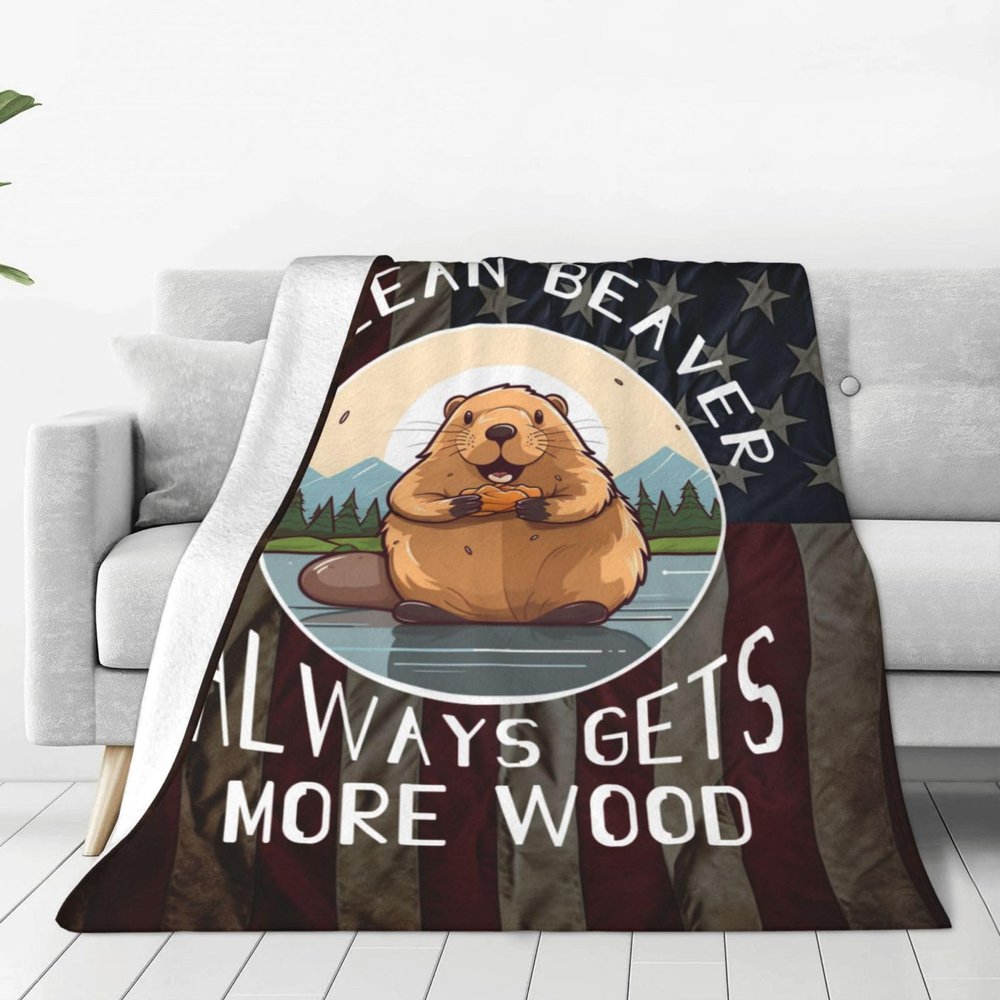 A Clean Beaver Always Gets More Wood Throw Blanket Soft Flannel Lightweight Cozy 50x60 Inches for Sofa Bed Couch