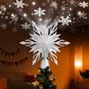 Christmas Star Tree Topper Lighted with Led Snowflake Projection, Christmas Tree Topper Star with Built-in LED Rotating 3D Projector Lights, Christmas Decoration for Family Office Indoor (Silver) view 1