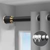 Vibeo No Drilling Window Curtain Rods with Curtain Rings, Adjustable Length Room Separation Blackout Rod, Metal Shower Curtain Rail Wall Mount(Black,0.5m-0.75m(1.7ft-2.4ft)) view 1