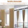 Vibeo No Drilling Window Curtain Rods with Curtain Rings, Adjustable Length Room Separation Blackout Rod, Metal Shower Curtain Rail Wall Mount(Black,0.5m-0.75m(1.7ft-2.4ft)) view 2