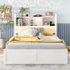 Mirightone Full Bed Frame with Storage Headboard with Charging Station, Wood Platform Bed with Trundle, Pull Out Shelves and Drawers for Kids Boys Girls, Noise Free, No Box Spring Needed, White view 4