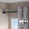 Vibeo No Drilling Window Curtain Rods with Curtain Rings, Adjustable Length Room Separation Blackout Rod, Metal Shower Curtain Rail Wall Mount(Gray,1.6m-2.4m(5.3ft-7.8ft)) view 1