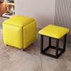 Multifunctional Stool, Storage Stool, Shoe Changing Stool, Foldable Stool, Five in 1, 5 in 1 Nesting Ottoman Stool, Rolling Ottoman Chair for Living Room and Bedroom(Yellow-Nappa leather,Small) view 1