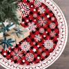 Snowflake Christmas Tree Skirt 48in Red Black Buffalo Plaid Christmas Tree Skirts Rustic Thick Xmas Tree Skirt with Snowflake Winter Happy New Year Decoration for Christmas (red +Black 48in) view 1