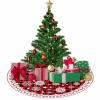 Snowflake Christmas Tree Skirt 48in Red Black Buffalo Plaid Christmas Tree Skirts Rustic Thick Xmas Tree Skirt with Snowflake Winter Happy New Year Decoration for Christmas (red +Black 48in) view 4