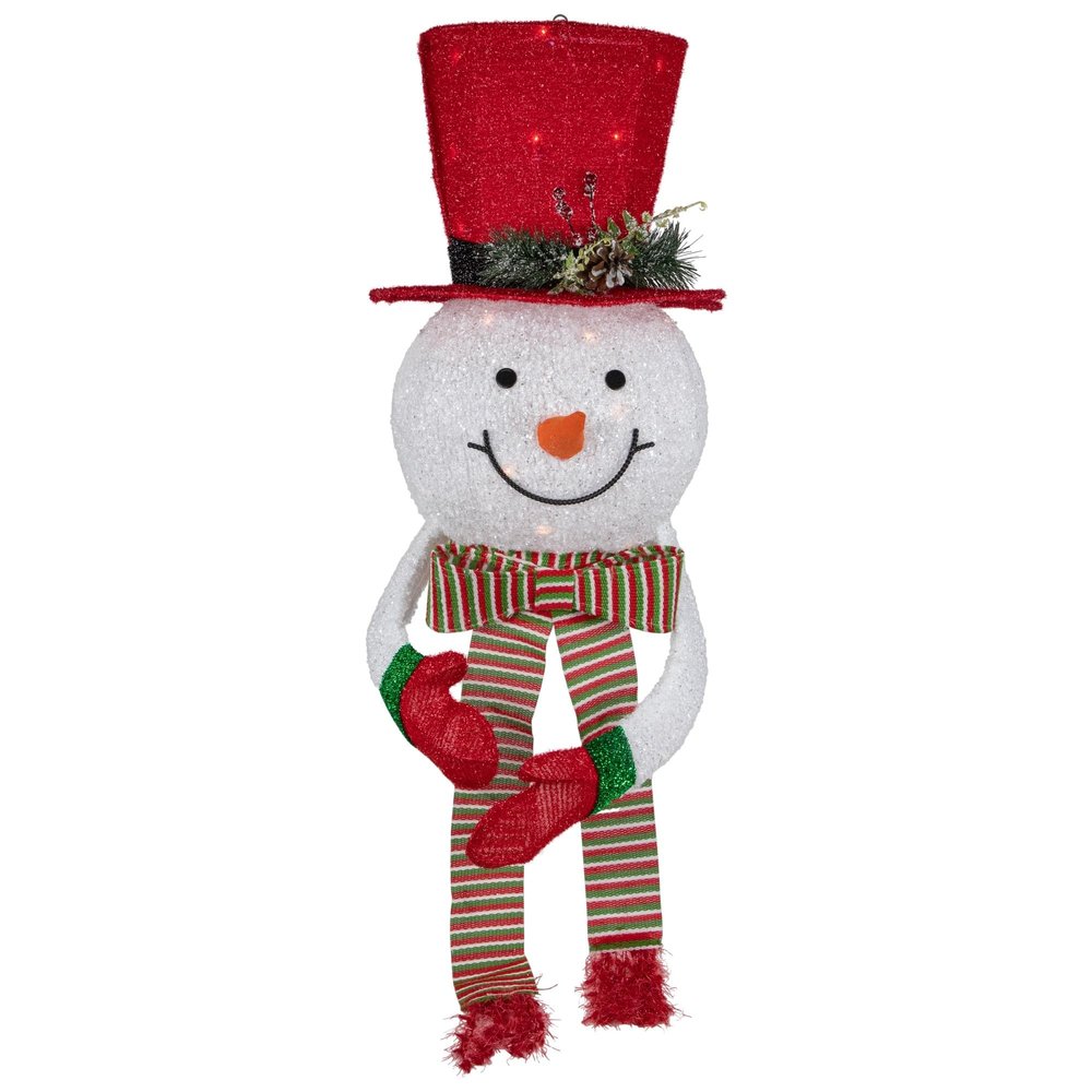 21.5" Lighted Snowman with Red Top Hat Christmas Tree Topper 21.5 Polyester