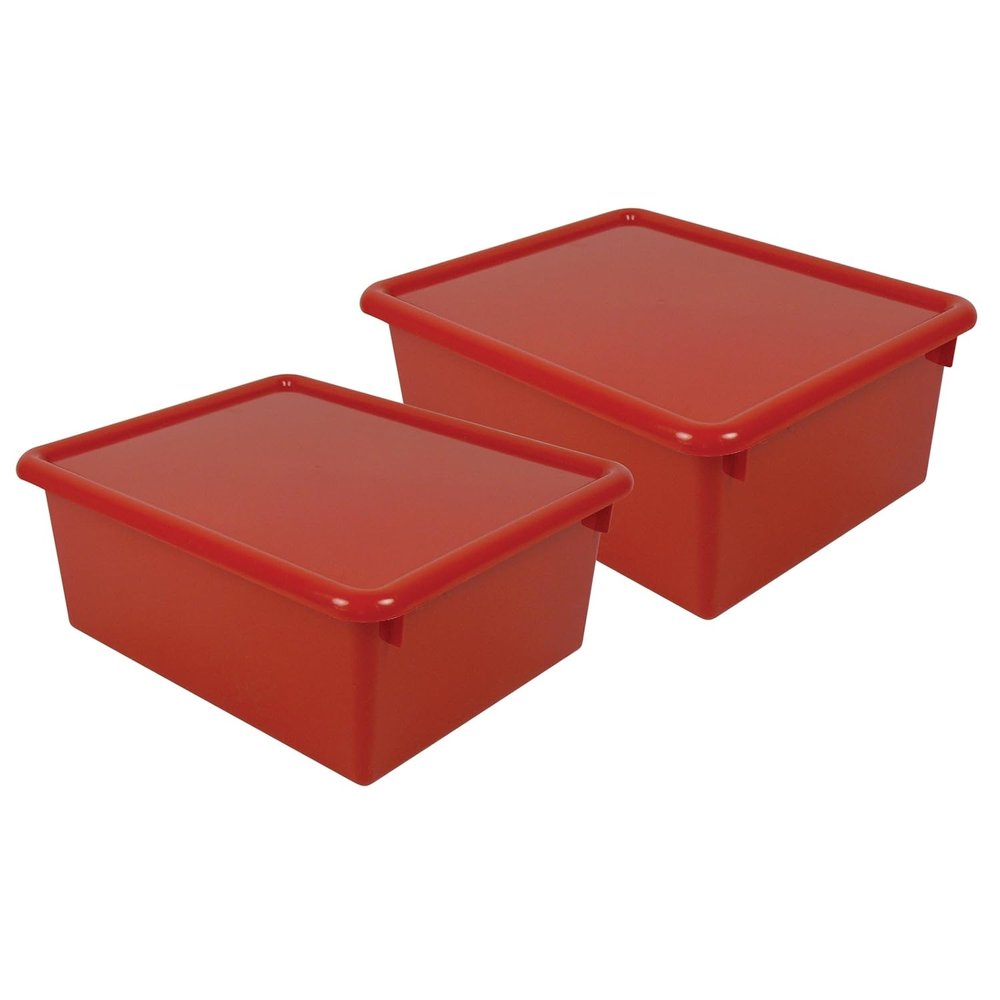 5" Letter Box with Lid Red Pack of 2 Plastic