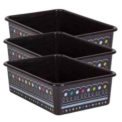 Chalkboard Brights Large Plastic Storage Bin Pack of 3 Black