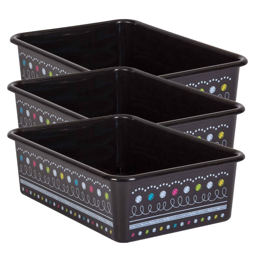 Chalkboard Brights Large Plastic Storage Bin Pack of 3 Black