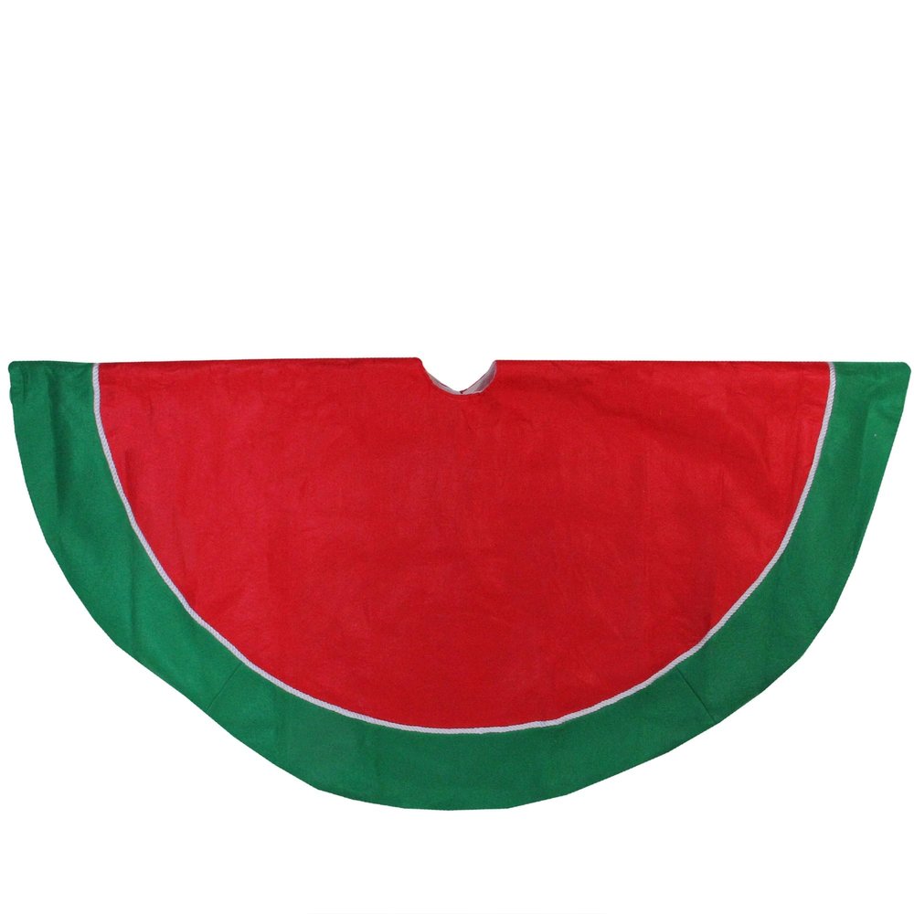 48" Red and Green Traditional Christmas Tree Skirt 48 Polyester