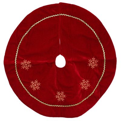 24" Crimson Red and White Snowflakes Christmas Tree Skirt 24 Polyester