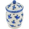 Polmedia Polish Pottery Jar with Lid UNIKAT - Blue Berry Special Pattern Handmade in Boleslawiec Poland + Certificate of Authenticity view 1