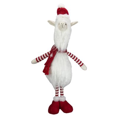 26-inch Plush Red and White Standing Llama Table Top Christmas Decoration 26" Polyester