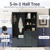 SIYSNKSI Multi-Functional Hall Tree with Storage Shelves Drawers and Cabinet, Elegant Hallway Shoe Cabinet with Bench, Modern Coat Rack with Hooks for Entrance Hallway Living Room (Antique Blue-VV2) view 3