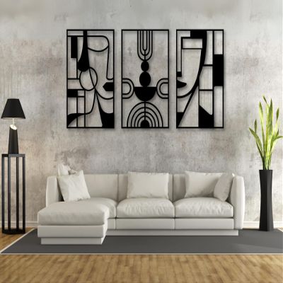 VAILLA Pablo Picasso Cubism Faces Wooden Wall Art Decor, Boho Minimalist Wall Arr, Set of 3 Wooden Wall Decorations, Picasso Wall Hangings , Large Line Art , 3D Wood Textured Sculptures , Bohemian Style - Ideal for Living Room, Bedroom, Bathroom and