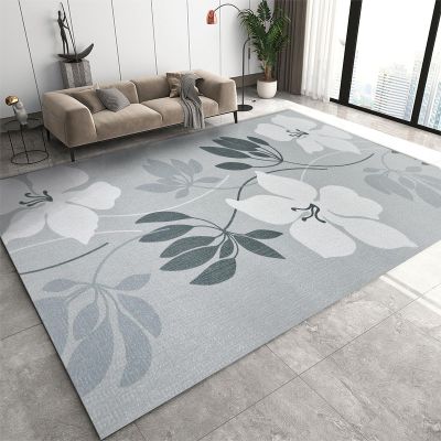Vintage Gray Floral Area Rug, Simple Art Flowers Indoor Non Slip Living Room Rug, Low Pile Soft Machine Washable Carpet for Woman Bedside Bedroom Kitchen Dining Room Floor Mat - 4 ft x 6 ft