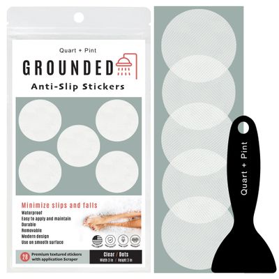 Anti Slip Shower Stickers, Non Slip Bathtub Stickers for Safety, Shower Floor Non Slip Stickers with Scraper for Bathtub, Shower, Stairs, Boats. (28 Clear Circle) Bathtub Non Slip Stickers
