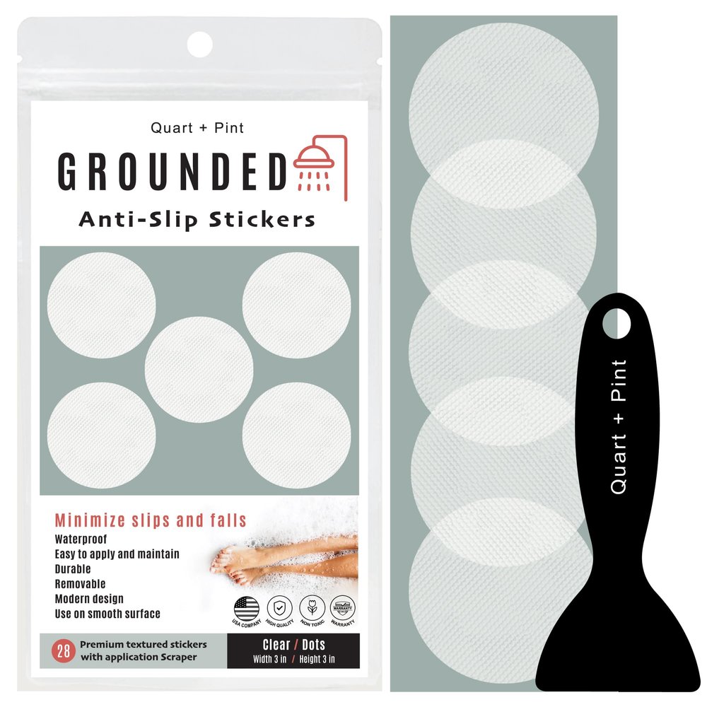 Anti Slip Shower Stickers, Non Slip Bathtub Stickers for Safety, Shower Floor Non Slip Stickers with Scraper for Bathtub, Shower, Stairs, Boats. (28 Clear Circle) Bathtub Non Slip Stickers