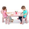 MAT EXPERT Kids Table and Chairs, 3-Piece Kids Furniture Activity Table for Reading, Learning, Eating, Toddler Table and Chair Set for Daycare Kindergarten Playroom, Ideal for Boys & Girls (Pink) view 1