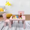 MAT EXPERT Kids Table and Chairs, 3-Piece Kids Furniture Activity Table for Reading, Learning, Eating, Toddler Table and Chair Set for Daycare Kindergarten Playroom, Ideal for Boys & Girls (Pink) view 2