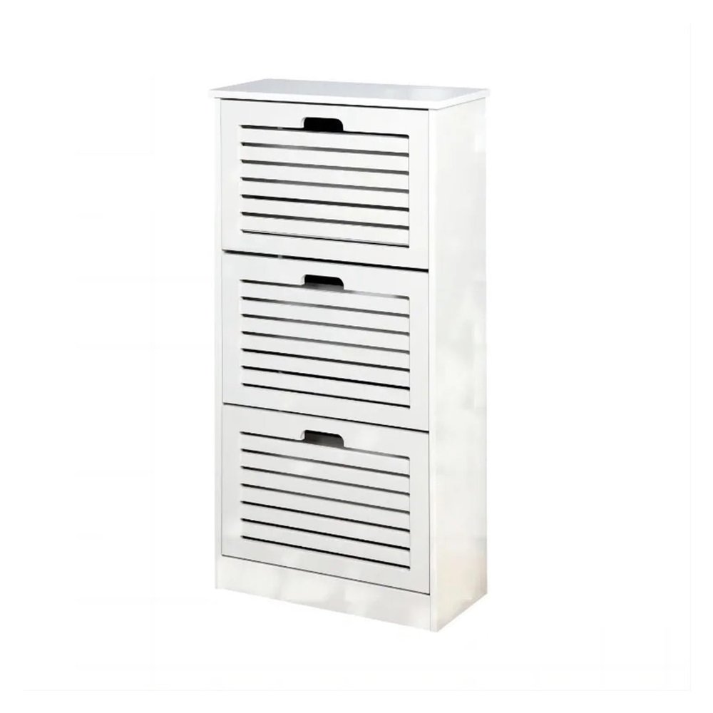 GLigeT Shoe Shelf Shoe Cabinet with Doors and Drawers, Free Standing Wooden Shoe Cabinet for Entryway - White Shoe Rack
