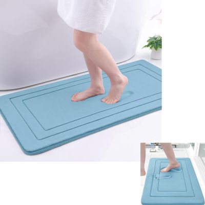 Arotive Memory Foam Bathroom Rug Mat 2 Pieces, Bath Rug Size 24x16 and 44x24 in Blue, 2 Item Bundle