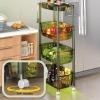 VXHCS Rolling Cart Organizer, Plastic Rolling Cart with Lockable Wheels, Lightweight Utility Cart Storage Cart for Kitchen, Bathroom, Craft Room(Dark Green,40x25.5x91cm) view 4