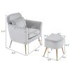 Chair with Ottoman Comfy ArmChair Footrest Set Comfortable Living Room Chairs Upholstered Club Tub Sofa Chair for Bedroom Reading Room,Ottoman Living Room Chair (Light Gray Flannelette 72 x 70 x 82CM) view 2