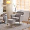Chair with Ottoman Comfy ArmChair Footrest Set Comfortable Living Room Chairs Upholstered Club Tub Sofa Chair for Bedroom Reading Room,Ottoman Living Room Chair (Light Gray Flannelette 72 x 70 x 82CM) view 3