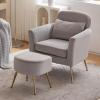 Chair with Ottoman Comfy ArmChair Footrest Set Comfortable Living Room Chairs Upholstered Club Tub Sofa Chair for Bedroom Reading Room,Ottoman Living Room Chair (Light Gray Flannelette 72 x 70 x 82CM) view 4