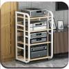 NILZA 3-Tier AV Media Stand Corner Shelf Media Storage Cabinet, Audio Video Player Stand Cabinet Stereo Audio Rack with Height Adjustable(White+Walnut,4 Tier-high 89cm) view 1