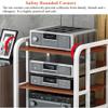 NILZA 3-Tier AV Media Stand Corner Shelf Media Storage Cabinet, Audio Video Player Stand Cabinet Stereo Audio Rack with Height Adjustable(White+Walnut,4 Tier-high 89cm) view 2
