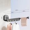 Wall Mounted Space Saving 360 Folding Clothes Drying Rack, Aluminum Alloy Retractable Clothes Hanger Rack Folding Clothing Rack with Extended Arm Suction Cup (1 Fold Grey) view 2