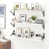 Fun Memories Deep Floating Shelves for Wall, 36W x 8D Wall Mounted Shelves Set of 2, Wide Display Ledge Shelf with Sturdy Metal Brackets for Living Room, Bathroom, Bedroom and Kitchen, White view 2