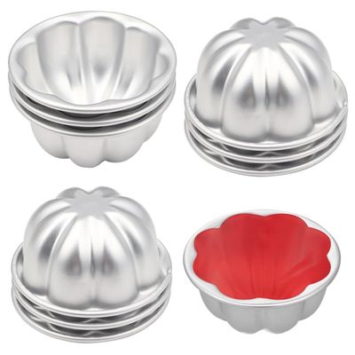 3.7-Inch 10Pcs Mini Jelly Aluminum Alloy Cake Brownies, Jelly Fluted And Non-Stick Heat-Up Cup Easy Easy Stick Non To Muffins, Pans, Cupcakes, For Demold, Cup Molds, Pudding Fast Baking Moulds