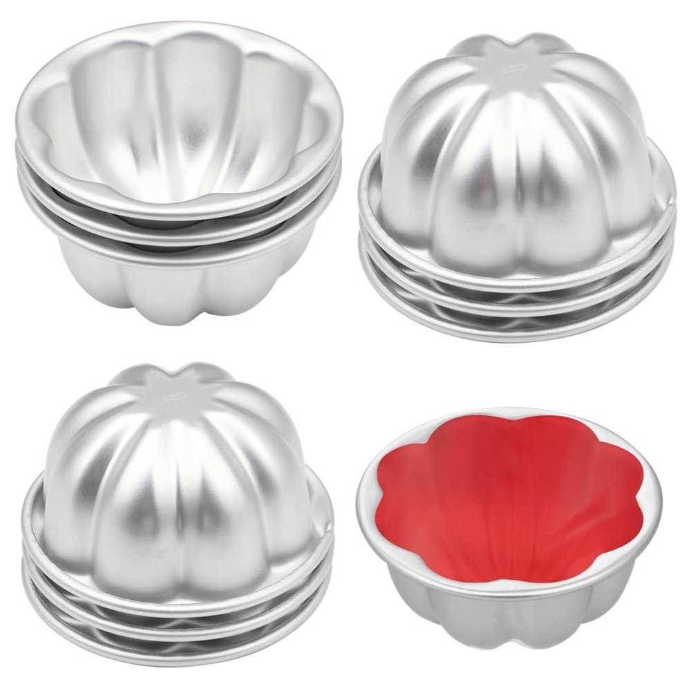 3.7-Inch 10Pcs Mini Jelly Aluminum Alloy Cake Brownies, Jelly Fluted And Non-Stick Heat-Up Cup Easy Easy Stick Non To Muffins, Pans, Cupcakes, For Demold, Cup Molds, Pudding Fast Baking Moulds