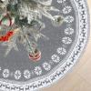 Dremisland Christmas Tree Skirt Rustic Christmas Tree Mat with Snowflake Reindeer Grey Knitted Xmas Tree Skirts Thick Knitted Xmas Holiday Decor New Year Home Party Decorations (Grey, 48inch/122cm) view 2