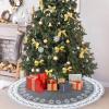 Dremisland Christmas Tree Skirt Rustic Christmas Tree Mat with Snowflake Reindeer Grey Knitted Xmas Tree Skirts Thick Knitted Xmas Holiday Decor New Year Home Party Decorations (Grey, 48inch/122cm) view 4
