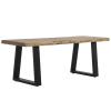 TIANTIANDIGITAL Rustic Industrial Brown 70" Solid Acacia Wood Dining Chair Bench with Iron Legs, Raw Edge Tabletop Design view 2