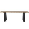 TIANTIANDIGITAL Rustic Industrial Brown 70" Solid Acacia Wood Dining Chair Bench with Iron Legs, Raw Edge Tabletop Design view 3