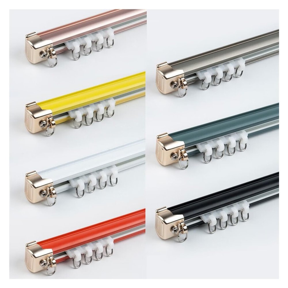 Heavy Duty Curtain Track Set, Straight Sliding Curtain Rail System For Indoor Outdoor, Wall Divider Curtain, 70cm 80cm 110cm 150cm 200cm 400cm 600cm Curtain Rail Track(Orange-ceiling,150cm/4.9ft)