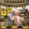40th Wedding Anniversary Decorations Black Gold Happy 40th Anniversary Banner Backdrop Table Honeycomb Centerpiece Hanging Swirls Poms Decor for Men Women 40 Years Wedding Anniversaries Party Supplies view 3