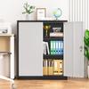 Superday Locking Metal Cabinet, 36"32"16" Lockable Steel Storage Cabinet with 2 Doors and 2 Shelves, Small Metal Utility Cabinet Closet for Home Office File Pantry Garage (Black Grey) view 2