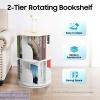 Tiardocge Rotating Bookshelf, 2 Tier 360 Revolving Bookcase, Book Shelf Organizer, Corner Bookshelf for Small Space, Floor Standing Bookcase Storage Rack for Bedroom, Living Room, Study Room view 2