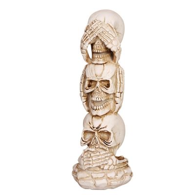 Skull Candle Holder, Resin Gothic Skeleton Head Candlestick Skeleton Candlestick Holders Vintage Pillar Candle Holder Resin Skull Skeleton Candle Sticks Holder Halloween Decorations (B)