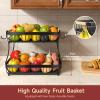 Sevenblue 3 Tier Fruit Basket for Kitchen Counter with 2 Mobile Banana Hangers, 2026 Pro Detachable Metal Fruit Bowl with Wooden Handle, Fruit Holder for Bread Snack Veggies with Protective Mats view 2
