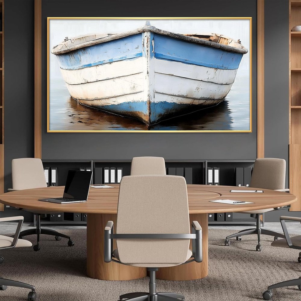 Old Wooden Ship Canvas Wall Art, Old Wooden Ship Pictures Wall Decor, Nautical Wall Decor, Nautical Canvas Wall Art, Lake House Wall Decor, Framed Coastal Wall Art (Gold Frame, 59"x33"|150x84cm)